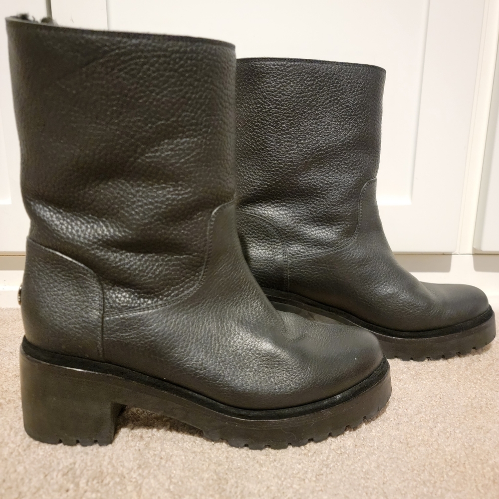 Moncler Cassandre Fleece Lined Heeled Lug Sole Winter Boots Size 39 9 US - Picture 4 of 10